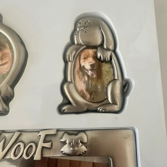 Dog Frames Set of 3 Metal Silver WOOF A House is not a Home Without A Dog - Picture 3 of 8